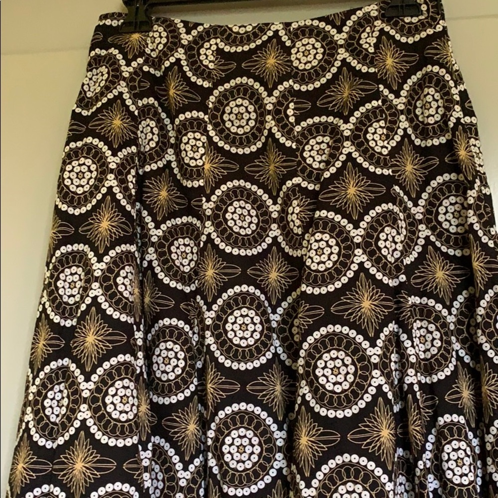 Black with white and tan design Flair Skirt